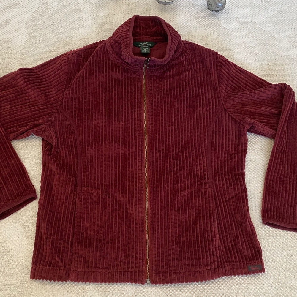Women’s Woolrich Kinsdale Corduroy Burgundy Full Zip Jacket, Pockets! Size L - Picture 17 of 17